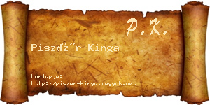 Piszár Kinga névjegykártya